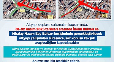 Kayseri Büyükşehir'den sürücülere 'İnönü-Miralay Nazım Kavşağı' uyarısı