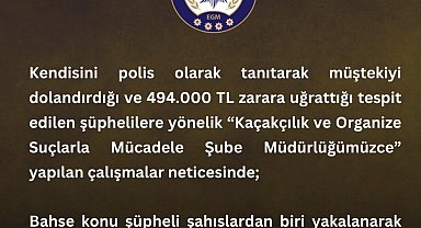 Kendini polis olarak tanıtan dolandırıcı tutuklandı