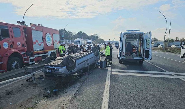 Kontrolden çıkan otomobil takla attı