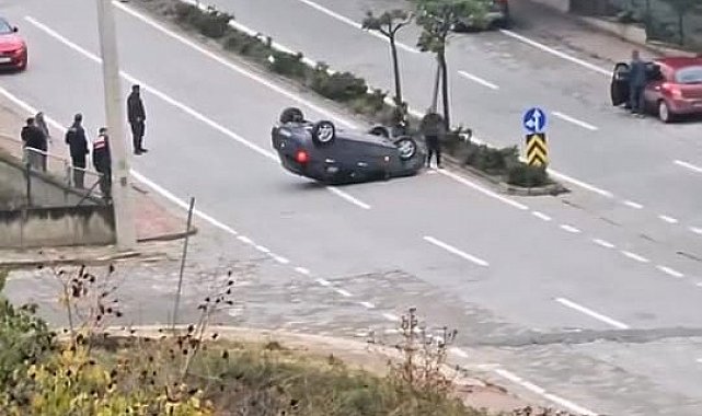 Kontrolden çıkan otomobil takla attı
