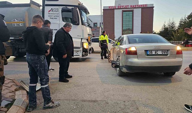 Kulu'da tanker ile otomobil çarpıştı, kaza ucuz atlatıldı