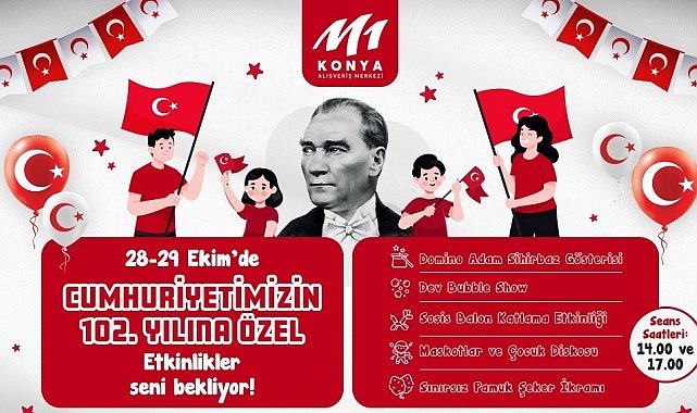 M1 Konya AVM'DE Cumhuriyet'in 102'nci yılı coşkuyla kutlanıyor