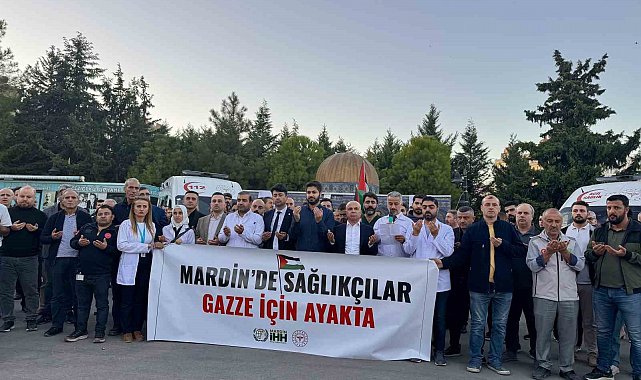 Mardin'de sağlıkçılar Gazze için ayakta