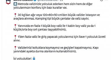 Metro İstanbul'da "valiz için ek ücret" dönemi