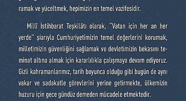 MİT Başkanı Kalın: "Cumhuriyet, aziz milletimizin bağımsızlık iradesinin ve ortak geleceğe olan inancının en güçlü ifadesidir"