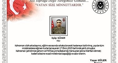 MSB: "Kahraman silah arkadaşımız, eğitim esnasında rahatsızlanarak hastaneye kaldırılmış, yapılan tüm müdahalelere şehit olmuştur"