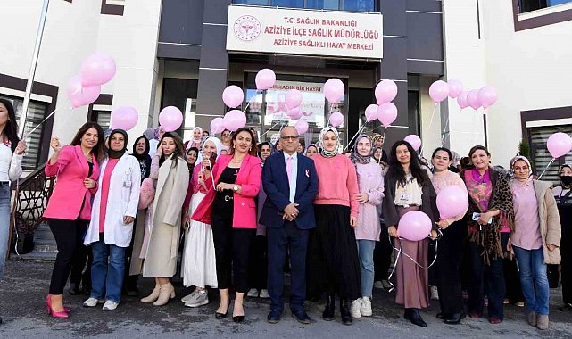 Pembe balonlar meme kanserine farkındalık için uçuruldu