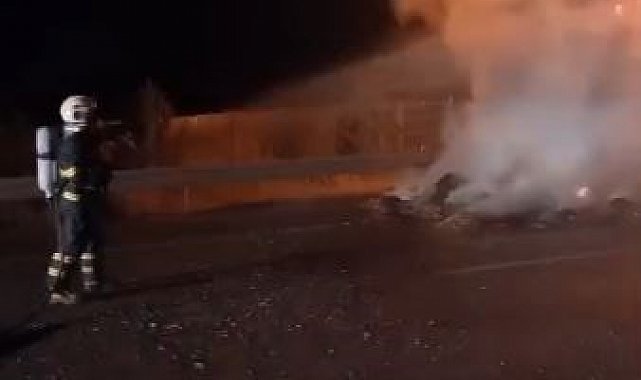 Saman yüklü tır alev topuna döndü