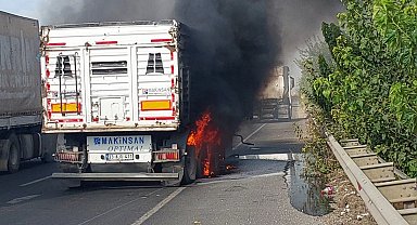Şanlıurfa'da seyir halindeki tır alev aldı