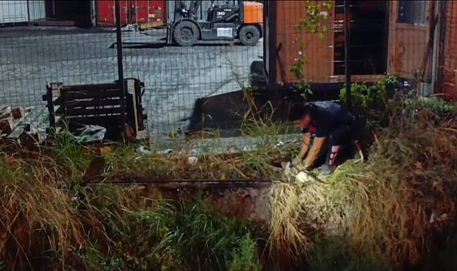 Su kanalına düşen kedi itfaiye ekiplerince kurtarıldı