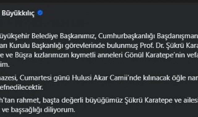 Şükrü Karatepe'nin eşi hayatını kaybetti