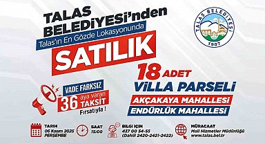 Talas Belediyesi'nden gözde lokasyonlarda villa parseli fırsatı