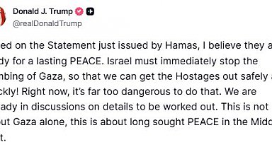 Trump, Hamas'ın ateşkes planını kısmen kabul etmesini değerlendirdi: "Açıklamalarına bakılırsa, kalıcı bir barışa hazır olduklarına inanıyorum"