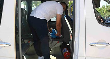UKOME ekipleri servis araçlarını inceliyor