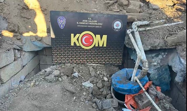 Ağrı'da yer altına gizlenen tanktan 3 bin 562 litre kaçak motorin çıktı