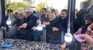 Artvin'in Hopa ilçesinde kilosu 20 liradan satılan 3 ton hamsi 2 saatte tükendi