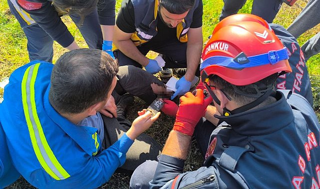 Ayağı motorlu testereye sıkışan şahsı itfaiye ekipleri kurtardı