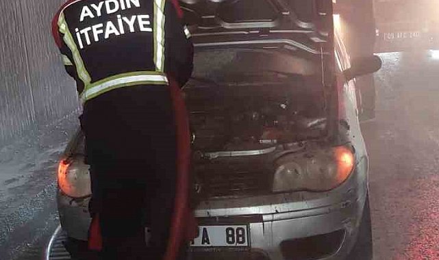 Aydın'da alt geçitte araç yangını