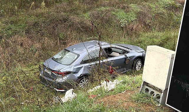 Beşiktaş'ta takla atan araç şarampole uçtu: Sürücü yaralandı
