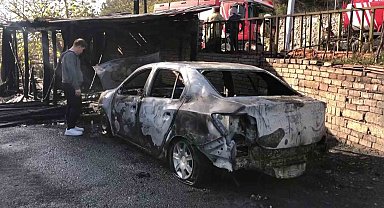 Beykoz'da korkutan yangın: Garaj ve otomobil yanarak adeta kül oldu