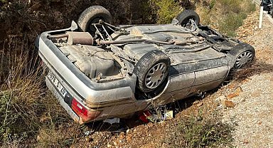 Burdur'da şarampole devrilen otomobilin sürücüsü yaralandı