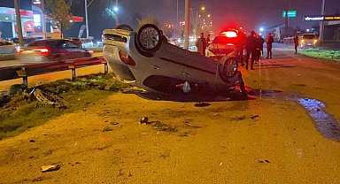 Bursa'da otomobil takla attı: 2 yaralı