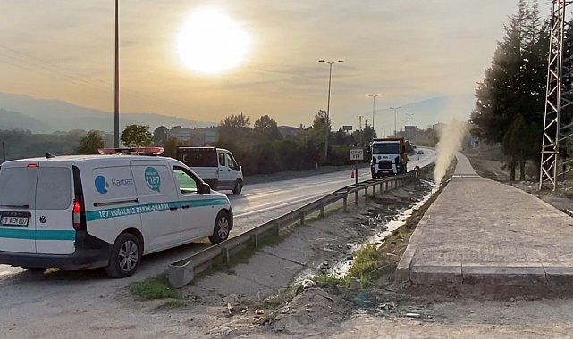 Çalışmalar sırasında patlayan doğal gaz borusu tedirgin etti