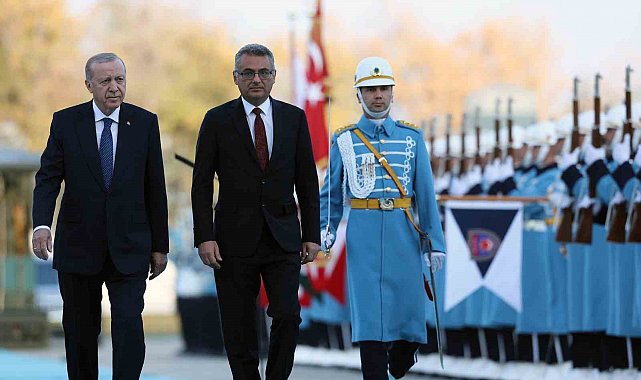 Cumhurbaşkanı Erdoğan, KKTC Cumhurbaşkanı Erhürman'ı resmi törenle karşıladı
