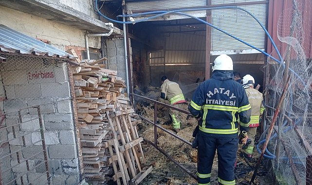 Defne'de samanlık yangını