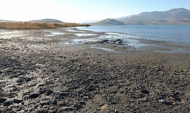 Erçek Gölü'nde su çekilince mikrobiyalitler ortaya çıktı