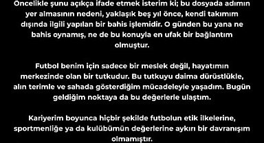 Eren Elmalı: "Bu dosyada adımın yer almasının nedeni, yaklaşık 5 yıl önce kendi takımım dışında ilgili yapılan bir bahis işlemidir"