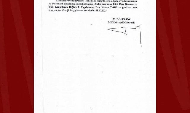 Ersoy'dan kadınlara ve çocuklara yönelik işlenen şiddet hakkında kanun teklifi