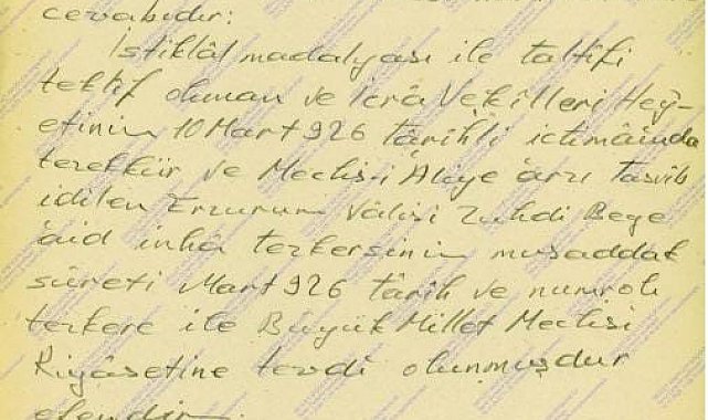 Erzurum Valisine İstiklal Madalyası