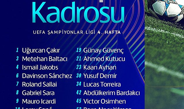 Galatasaray'ın, Ajax maçı kamp kadrosu belli oldu