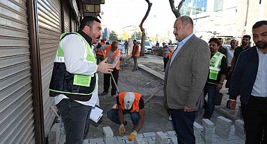 Gülpınar Divanyolu'ndaki çalışmaları yerinde inceledi