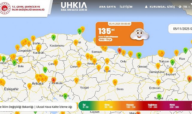 Karadeniz'in en kirli havası Ünye'de ölçüldü