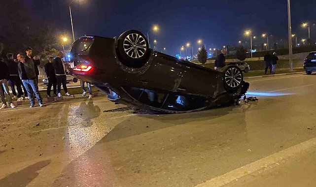 Kaza yapan araç takla attı: 2 yaralı