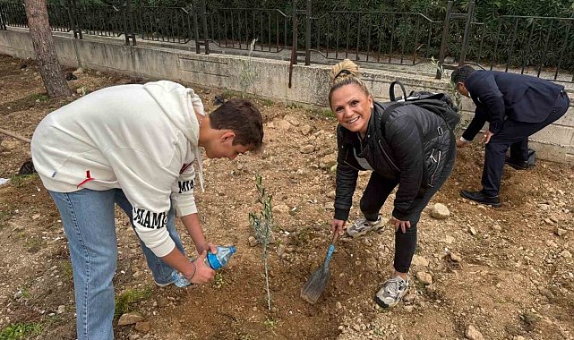 Okul bahçesine 60 zeytin fidanı dikildi