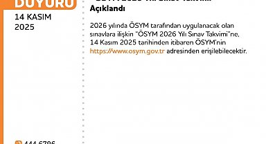 ÖSYM sınav takvimi açıklandı