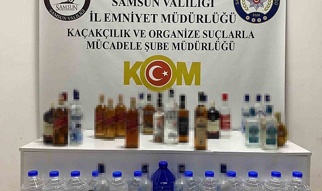 Samsun'da 28,1 litre sahte içki ve 35 litre etil alkol ele geçirildi