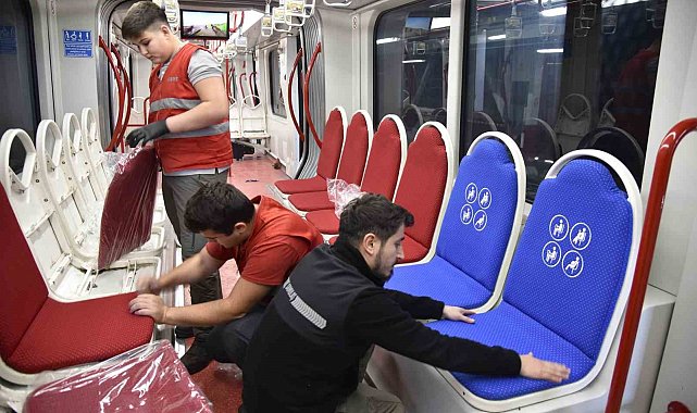 Samsun'da tramvayların koltukları yenileniyor