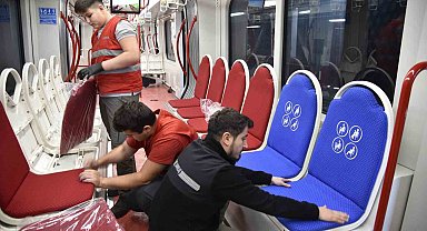 Samsun'da tramvayların koltukları yenileniyor