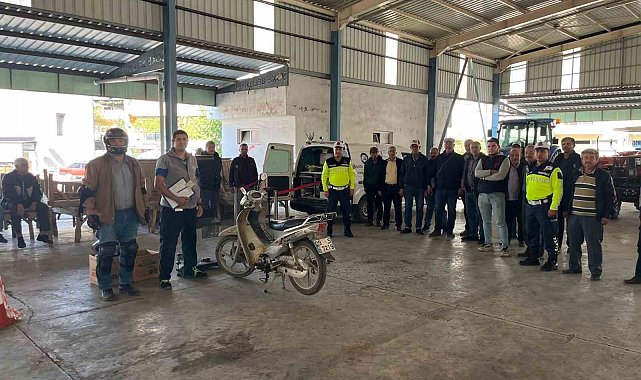 Söke'de traktör ve motosiklet sürücülerine trafik eğitimi verildi