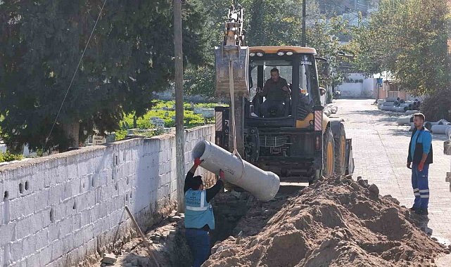 Söke'de yağmur suyu hattı çalışmaları sürüyor
