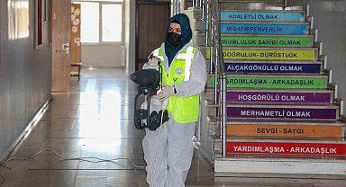 Talas'taki okullarda ara tatil temizliği