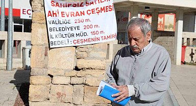 Tarihi çeşme için vatandaştan tek kişilik eylem