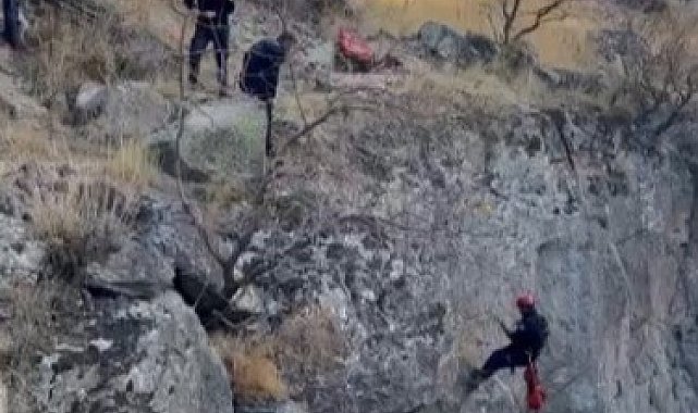 Uçurumda mahsur kalan keçi kurtarıldı