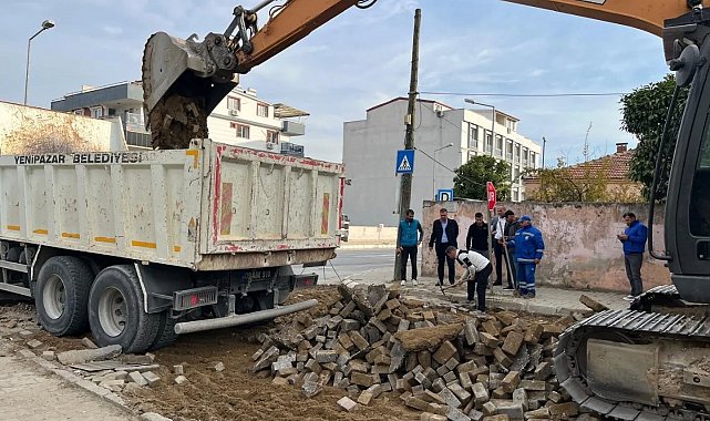 Yenipazar'da yol çalışmaları hızlandı