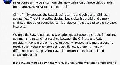 ABD'den Çin çiplerine 2027'den itibaren gümrük vergisi uygulanması kararı