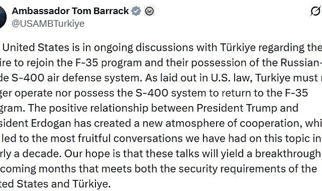 ABD'nin Ankara Büyükelçisi Barrack'tan 'F-35' yorumu